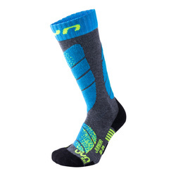JUNIORSKIE SKARPETY NARCIARSKIE UYN SKI JUNIOR Medium Grey Melange/Turquoise 2024