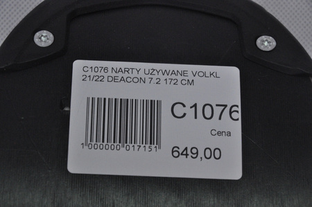 NARTY UŻYWANE VOLKL DEACON 7.2 + FTD 10 21/22 172 cm NRC1076