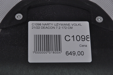 NARTY UŻYWANE VOLKL DEACON 7.2 + FTD 10 21/22 172 cm NRC1098
