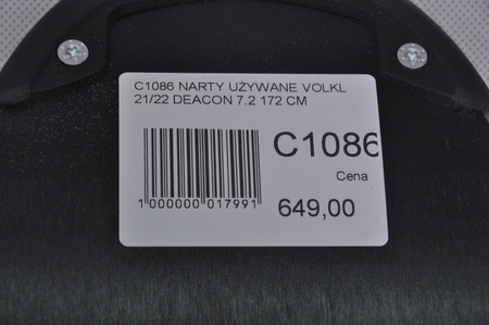 NARTY UŻYWANE VOLKL DEACON 7.2 + FTD 10 21/22 172 cm NRC1086