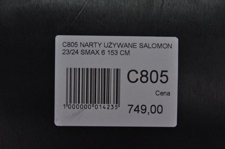 NARTY UŻYWANE SALOMON S/MAX 6 + M10 23/24 153 cm NRC805