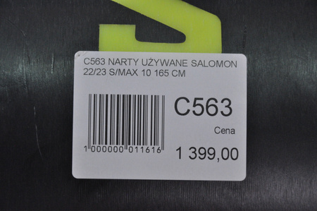 NARTY UŻYWANE SALOMON S/MAX 10 + M11 22/23 165 cm NRC563