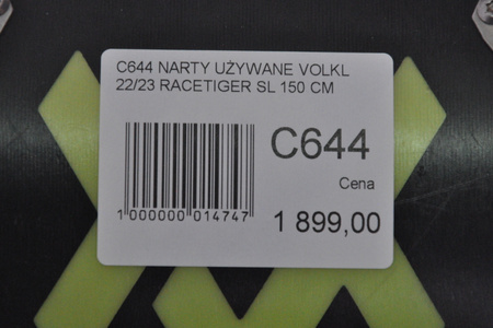 NARTY UŻYWANE VOLKL RACETIGER SL + VMotion 12 22/23 150 cm NRC644