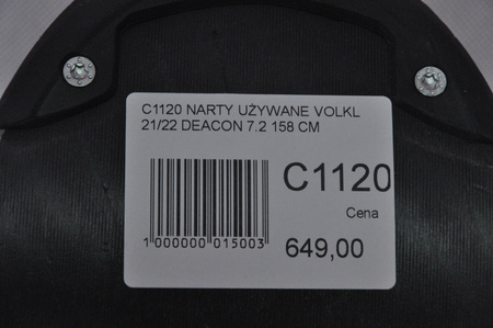 NARTY UŻYWANE VOLKL DEACON 7.2 + FTD 10 21/22 158 cm NRC1120
