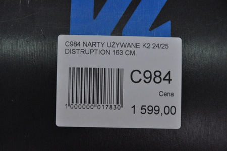 NARTY UŻYWANE K2 DISRUPTION 78TI + MXC 12 24/25 163 cm NRC984