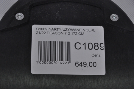 NARTY UŻYWANE VOLKL DEACON 7.2 + FTD 10 21/22 172 cm NRC1089
