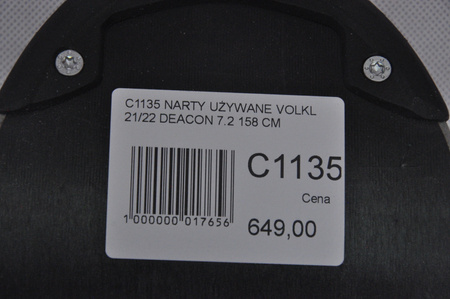 NARTY UŻYWANE VOLKL DEACON 7.2 + FTD 10 21/22 158 cm NRC1135