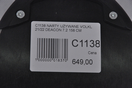 NARTY UŻYWANE VOLKL DEACON 7.2 + FTD 10 21/22 158 cm NRC1138
