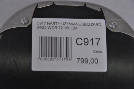 NARTY UŻYWANE BLIZZARD WCR 72 + TLT 10 24/25 160 cm NRC917