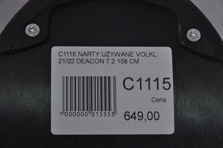 NARTY UŻYWANE VOLKL DEACON 7.2 + FTD 10 21/22 158 cm NRC1115