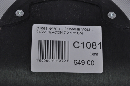 NARTY UŻYWANE VOLKL DEACON 7.2 + FTD 10 21/22 172 cm NRC1081
