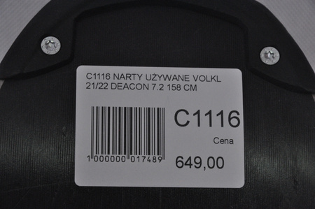 NARTY UŻYWANE VOLKL DEACON 7.2 + FTD 10 21/22 158 cm NRC1116