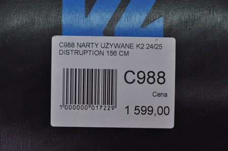 NARTY UŻYWANE K2 DISRUPTION 78TI + MXC 12 24/25 156 cm NRC988