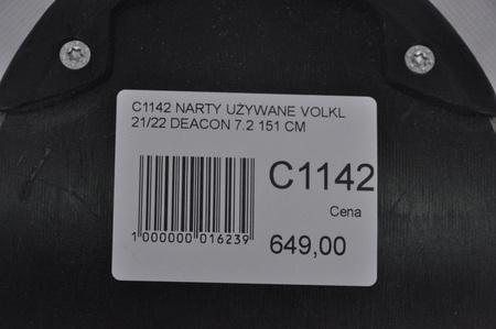 NARTY UŻYWANE VOLKL DEACON 7.2 + FTD 10 21/22 151 cm NRC1142