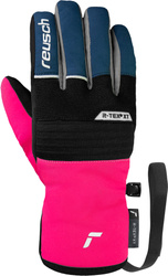 JUNIORSKIE RĘKWICE NARCIARSKIE REUSCH BENJI R-TEX® XT Black/Dress Blue/Pink 2026