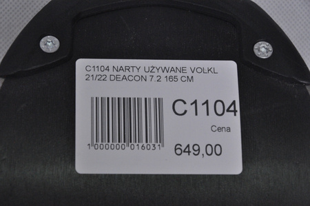 NARTY UŻYWANE VOLKL DEACON 7.2 + FTD 10 21/22 165 cm NRC1104