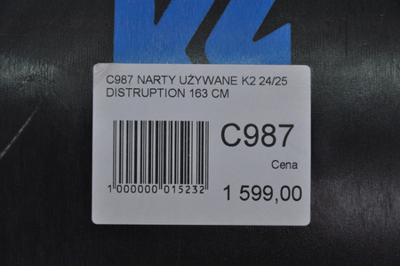 NARTY UŻYWANE K2 DISRUPTION 78TI + MXC 12 24/25 163 cm NRC987