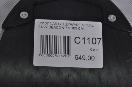 NARTY UŻYWANE VOLKL DEACON 7.2 + FTD 10 21/22 165 cm NRC1107