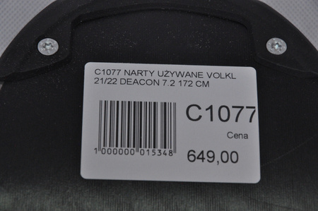 NARTY UŻYWANE VOLKL DEACON 7.2 + FTD 10 21/22 172 cm NRC1077