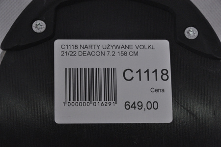 NARTY UŻYWANE VOLKL DEACON 7.2 + FTD 10 21/22 158 cm NRC1118
