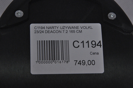 NARTY UŻYWANE VOLKL DEACON 7.2 + FTD 10 23/24 165 cm NRC1194