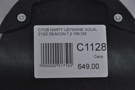 NARTY UŻYWANE VOLKL DEACON 7.2 + FTD 10 21/22 158 cm NRC1128