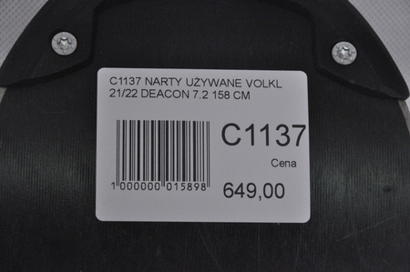 NARTY UŻYWANE VOLKL DEACON 7.2 + FTD 10 21/22 158 cm NRC1137