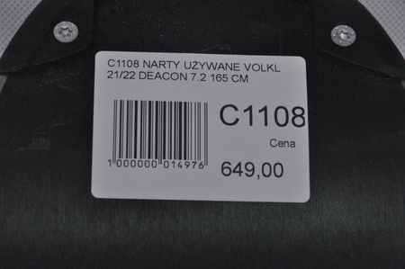NARTY UŻYWANE VOLKL DEACON 7.2 + FTD 10 21/22 165 cm NRC1108