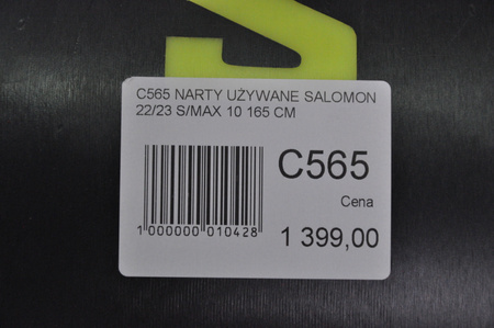 NARTY UŻYWANE SALOMON S/MAX 10 + M11 22/23 165 cm NRC565