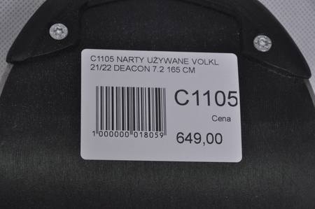 NARTY UŻYWANE VOLKL DEACON 7.2 + FTD 10 21/22 165 cm NRC1105