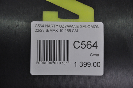 NARTY UŻYWANE SALOMON S/MAX 10 + M11 22/23 165 cm NRC564
