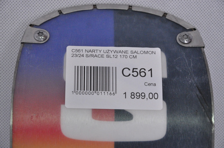 NARTY UŻYWANE SALOMON S/RACE SL 12 + Salomon Z12 23/24 170 cm NRC561