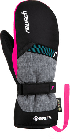 JUNIORSKIE RĘKAWICE NARCIARSKIE REUSCH FLASH GTX® MITTEN Black/Pink 2023