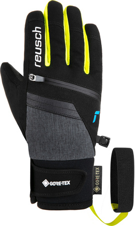 JUNIORSKIE RĘKAWICE NARCIARSKIE REUSCH TRAVIS GTX Black/Yellow 2025