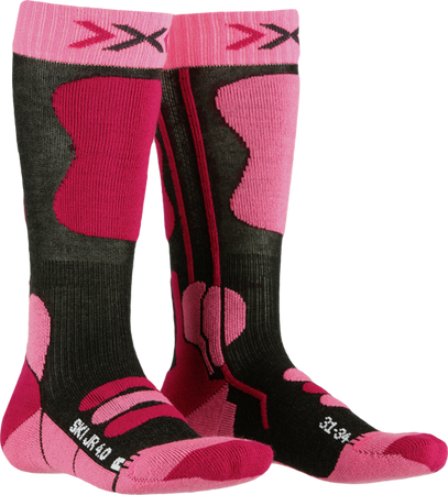 JUNIORSKIE SKARPETY NARCIARSKIE X-SOCKS SKI 4.0 Anthracite/Pink 2023